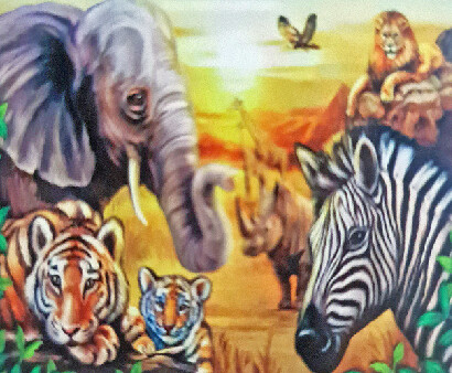 5D DIY Diamond Painting Kit Safari animals 30 x 40cm FULL DRILL Round