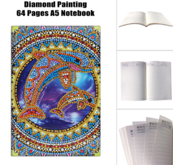 5D DIY Diamond Painting Dolphins 64 page Lined Notebook NB40