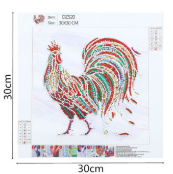 GLOW IN THE DARK DIAMOND PAINTING ROOSTER 30X30CM PARTIAL