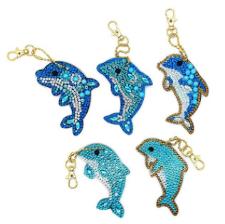 Diamond Painting 5 piece Dolphin key chain set