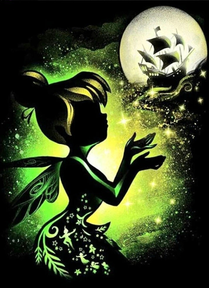 5D DIY Diamond Painting Kit Tinkerbell Silhouette FULL DRILL ( 4 to 7 WEEKS arrival)