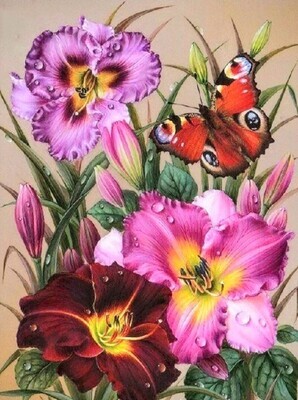 5D DIY Diamond Painting Kit Pansies FULL DRILL (4 to 7 WEEKS arrival)