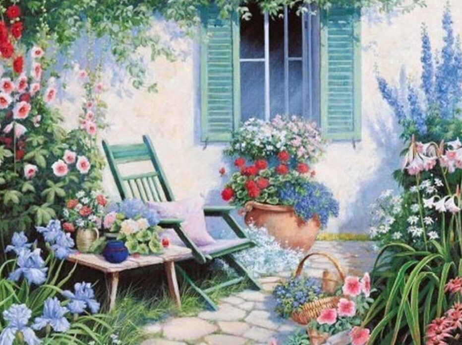 5D DIY Diamond Painting Kit Cottage yard FULL DRILL (4 to 7 WEEKS arrival)