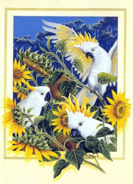 5D DIY Diamond Painting Kit Pink Cockatoo Loving Sunflowers FULL DRILL ( 4 to 7 WEEKS arrival)