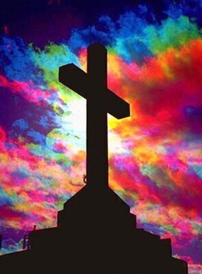 5D Diamond Painting Kit Rainbow Sky Crucifix FULL DRILL ( 4 to 7 WEEKS arrival)