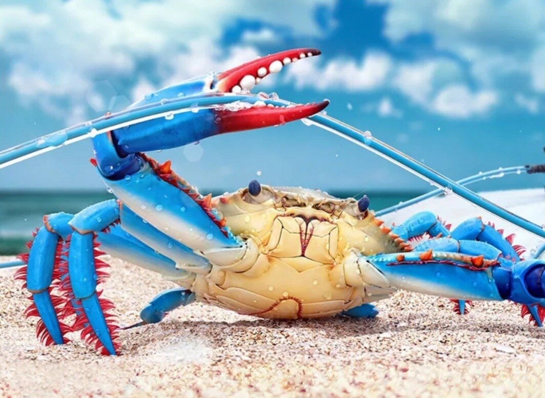 5D DIY Diamond Painting Kit Blue Crab 40 x 50cm FULL DRILL round on poured glue