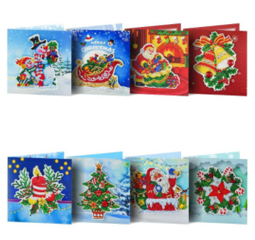 DIY Diamond Painting pack of 8 3D Christmas cards SPECIAL DRILLS