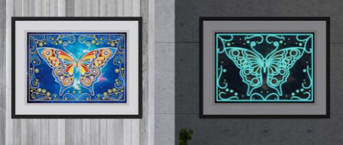 GLOW IN THE DARK DIAMOND PAINTING BUTTERFLY 30X40CM PARTIAL