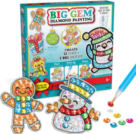 BIG GEM Diamond Painting Stickers and Suncatchers For Kids XMAS