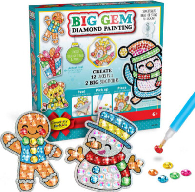 BIG GEM Diamond Painting Stickers and Suncatchers For Kids XMAS