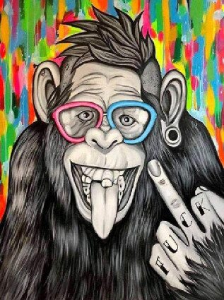 5D DIY Diamond Painting Kit Naughty Monkey FULL DRILL ( 4 to 7 WEEKS arrival)