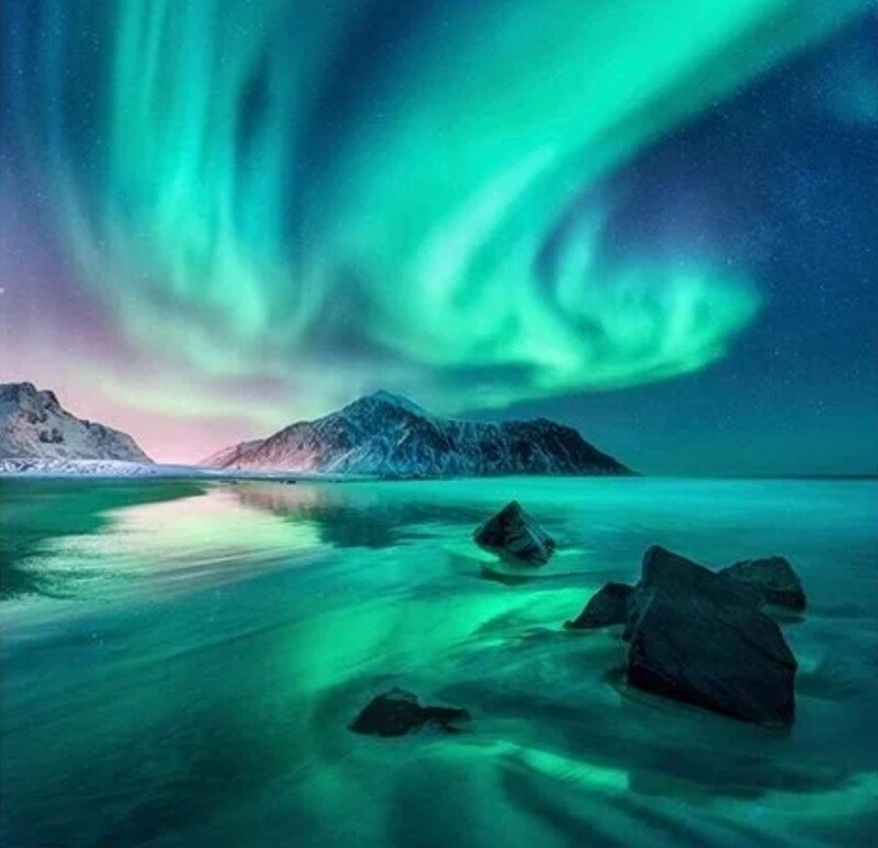 5D DIY Diamond Painting Kit Northern Lights 60 x 60cm FULL DRILL Round on poured glue
