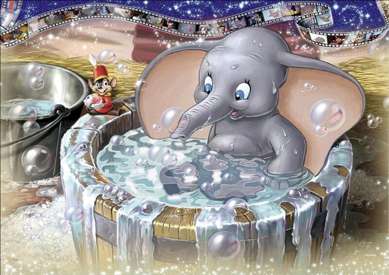 5D DIY Diamond Painting Kit Bath time Dumbo 60 x 80cm FULL DRILL Round - poured glue