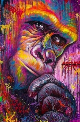 5D DIY Diamond Painting Kit Gorilla 60 x 90cm FULL DRILL Round - poured glue