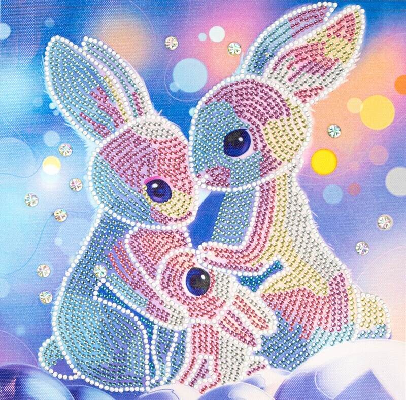 Diamond Painting Kit Bunny Family 30 x 30cm Special Shaped drill