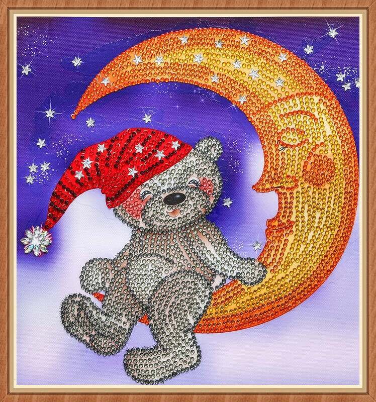 Diamond Painting Kit Bear on Moon 30 x 30cm Special Shaped drill