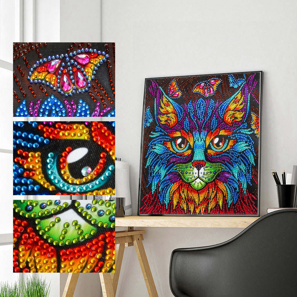 Diamond Painting Kit Crystal Cat 30 x 30cm Special Shaped drill