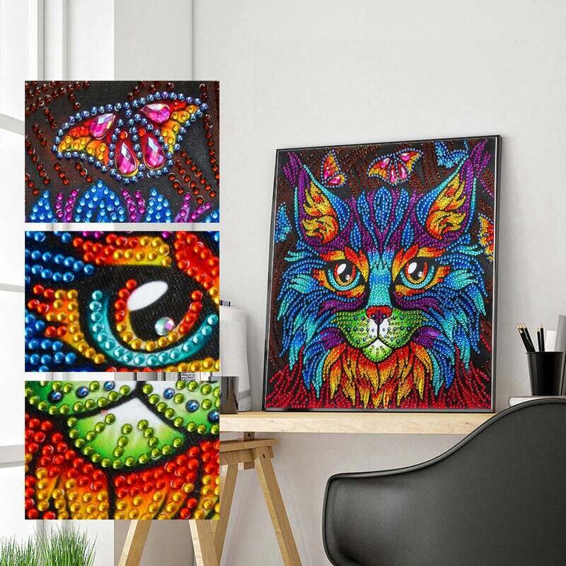 Diamond Painting Kit Crystal Cat 30 x 30cm Special Shaped drill