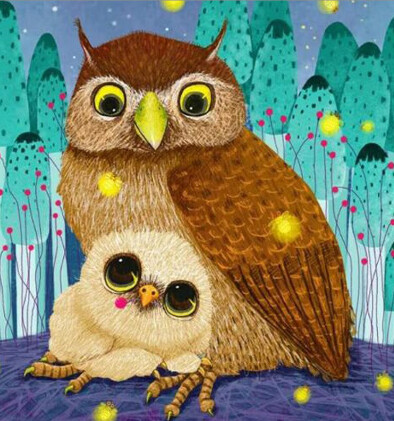 5D DIY Diamond Painting Kit Mother Owl and Owlet CANVAS SIZE 40 x 50cm FULL DRILL round