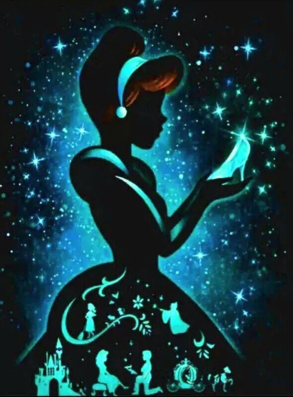 5D DIY Diamond Painting Kit Cinderella Silhouette  60 x 90cm FULL DRILL Round - poured glue