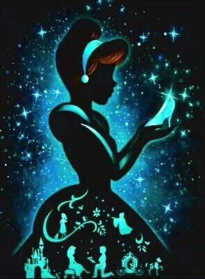 5D DIY Diamond Painting Kit Cinderella Silhouette  60 x 90cm FULL DRILL Round - poured glue