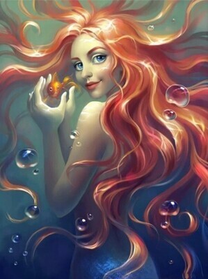 5D DIY Diamond Painting Kit Red Haired Mermaid 50 x 70cm FULL DRILL Round - poured glue