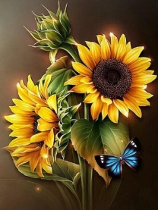 PREMIUM DIAMOND PAINTING KIT SUNFLOWERS 40 x 50 SQUARE RESIN