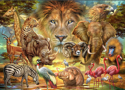 PREMIUM DIAMOND PAINTING KIT ANIMAL KINGDOM 50 X 70CM FULL DRILL ROUND