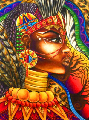 5D DIY Diamond Painting Kit African Lady 40 x 50cm FULL DRILL Round on poured glue