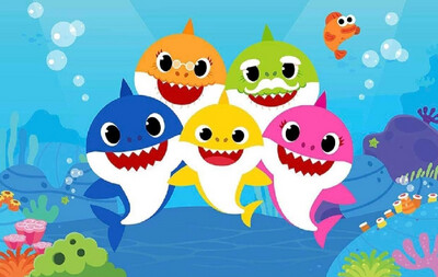 5D DIY Diamond Painting Kit Baby Shark 40 x 50cm FULL DRILL Square on poured glue
