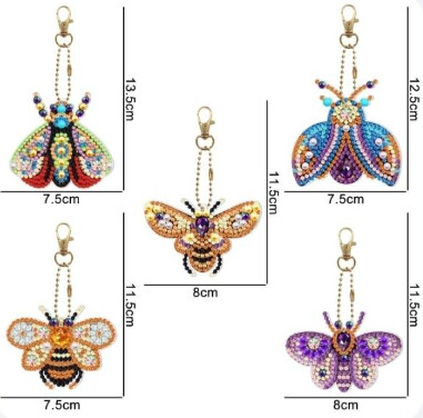 Diamond Painting Insects 5 Piece Key chains