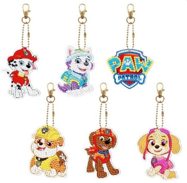 Diamond Painting Paw Patrol 6 Piece Key chains