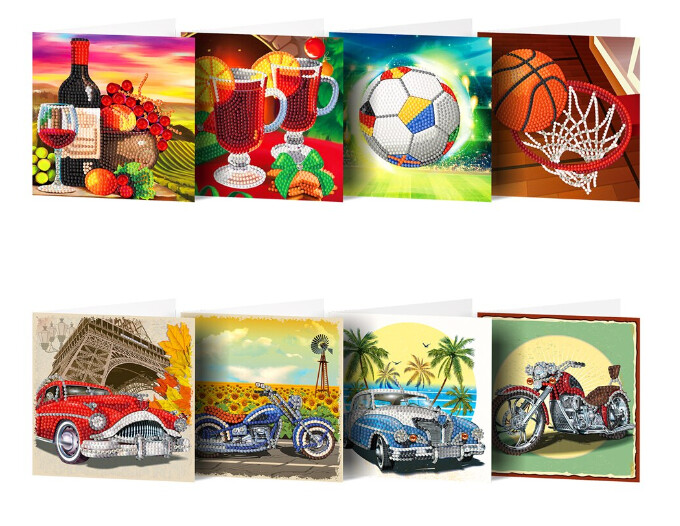 DIY Diamond Painting pack of 8 BLANK Greeting cards ROUND DRILLS