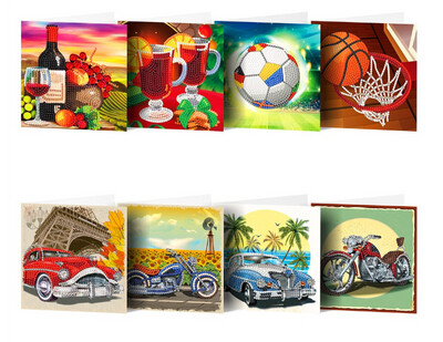 DIY Diamond Painting pack of 8 BLANK Greeting cards ROUND DRILLS
