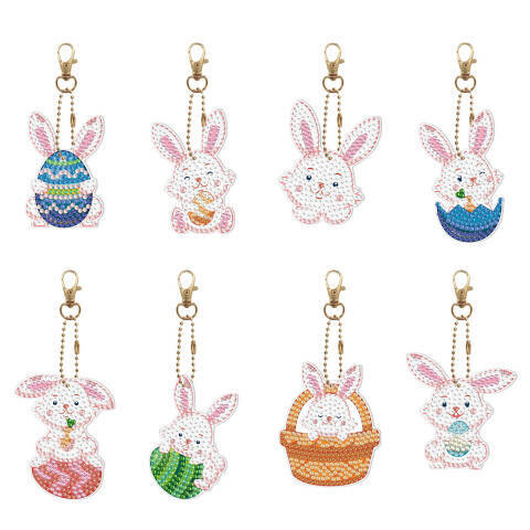 Diamond Painting Easter Bunny 8 Piece Key chains