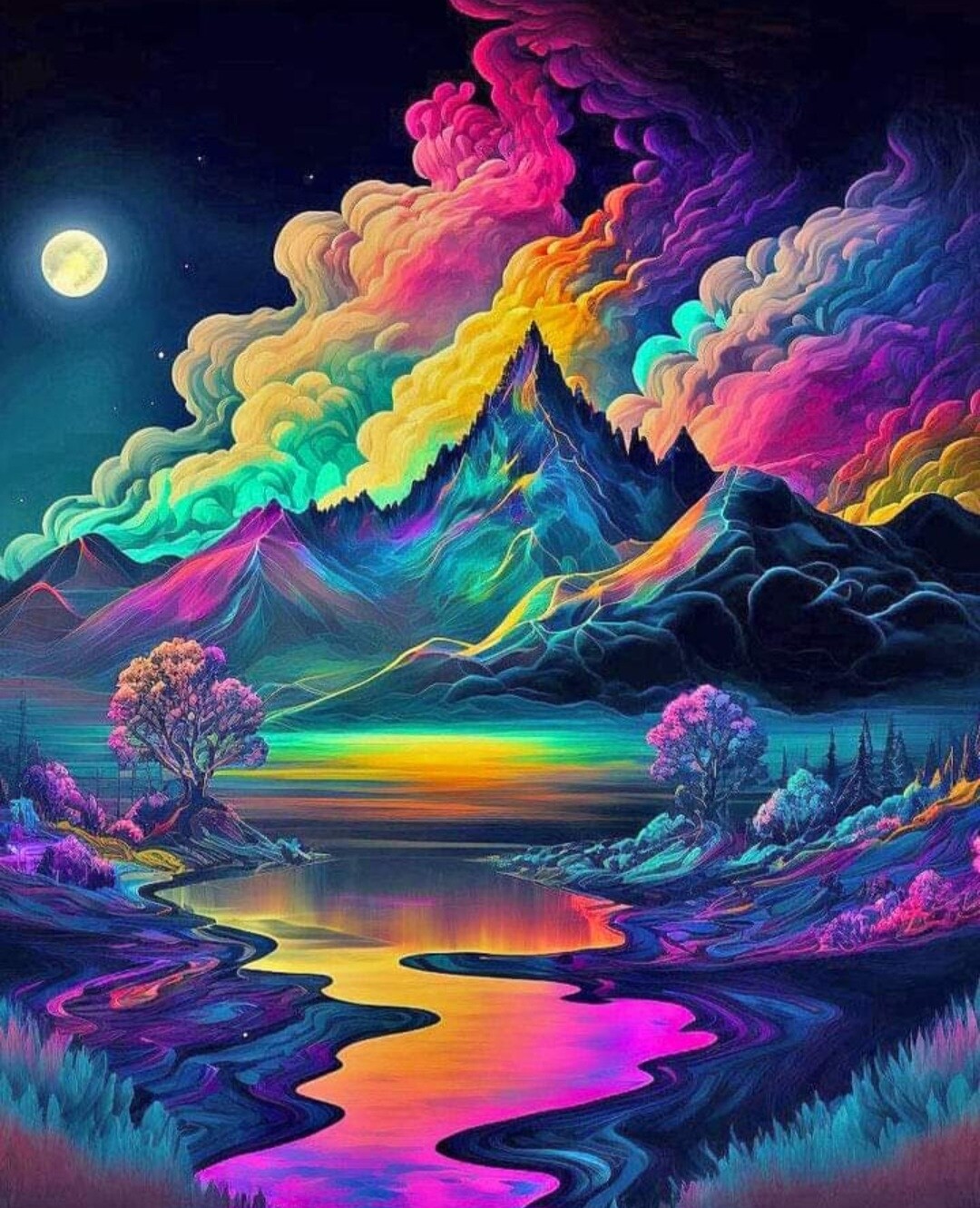 5D DIY Diamond Painting Kit Vibrant Landscape 50 x 60cm FULL DRILL Round - poured glue