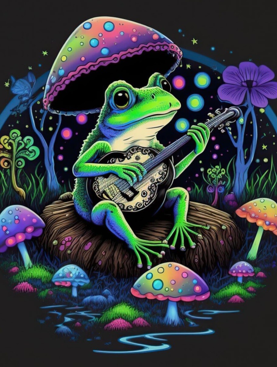 5D DIY Diamond Painting Kit Musical Frog 40 x 50cm FULL DRILL ROUND