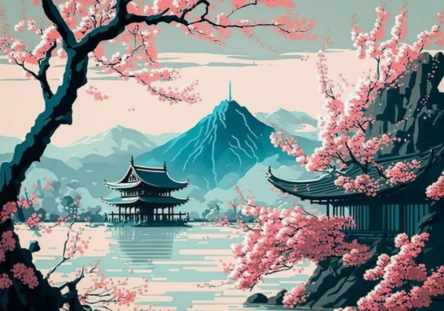 5D DIY Diamond Painting Kit Mount Fuji 40 x 50cm FULL DRILL Square on poured glue