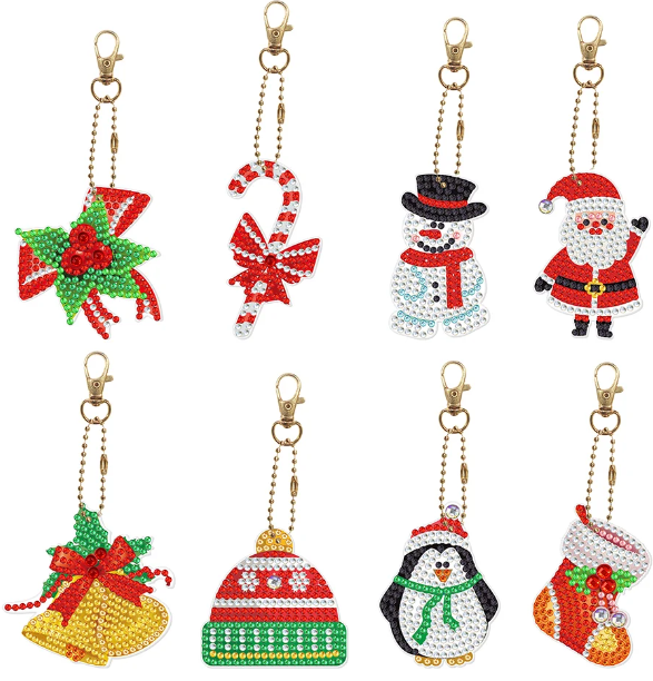 DIY 8 piece Christmas key chain set