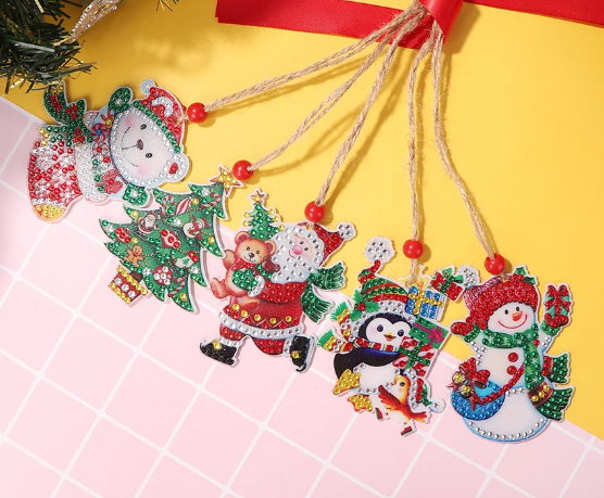 5D DIY Diamond Painting Double sided Christmas tree hangers - PACK OF 5