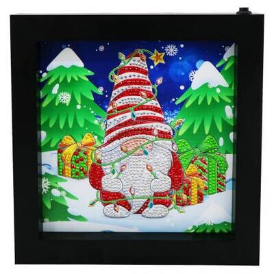 5D DIY Diamond Painting Kit LED FRAMED Snow Gnome SPECIAL SHAPED DRILL