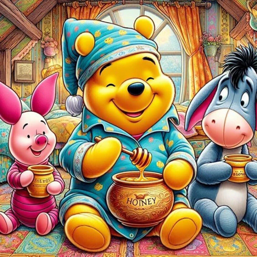5D DIY Diamond Painting Kit Winnie and Honey gang 40 x 40cm FULL DRILL ROUND - poured glue canvas