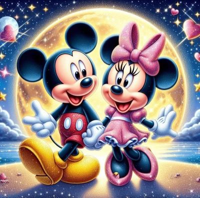 5D DIY Diamond Painting Kit Mickey and Minnie 40 x 40cm FULL DRILL ROUND - poured glue canvas