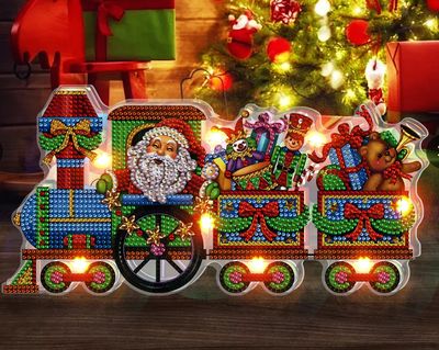 5D DIY Diamond Painting LED Kit Double sided Christmas Train SPECIAL SHAPED DRILL