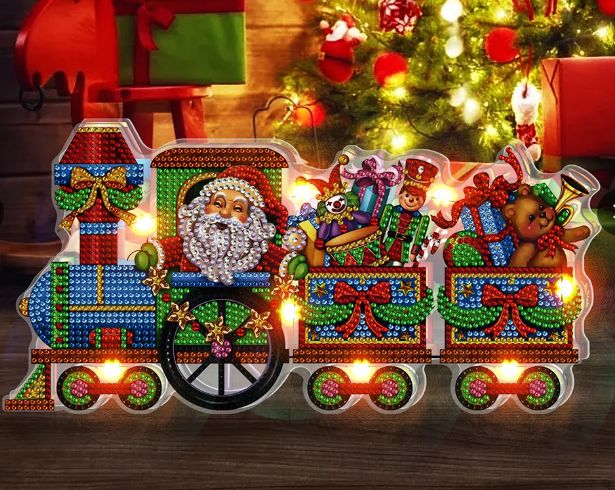 5D DIY Diamond Painting LED Kit Double sided Christmas Train SPECIAL SHAPED DRILL
