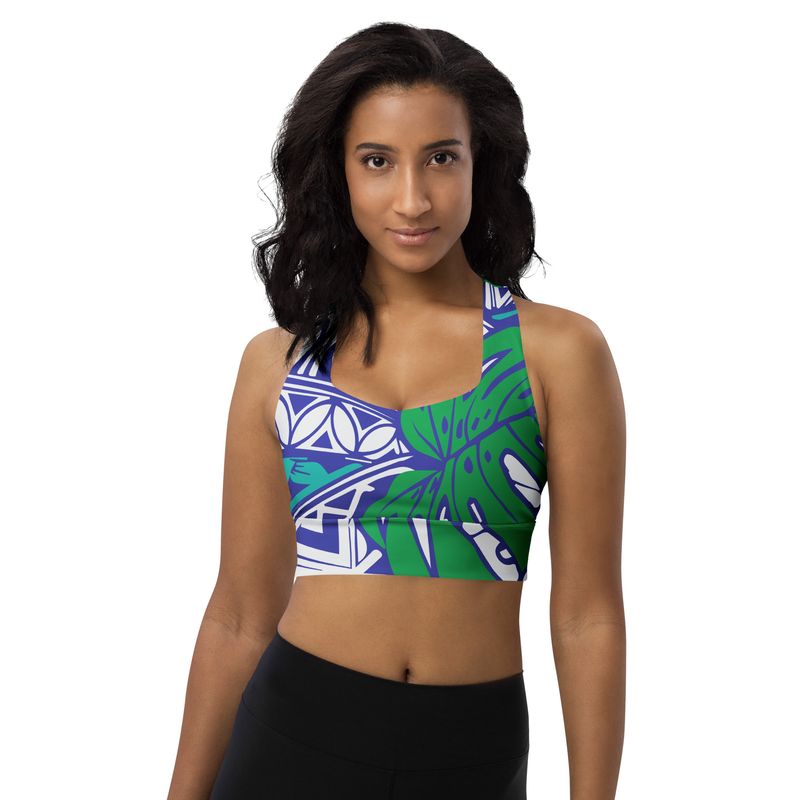 Monsterra ʻōmaʻomaʻo Longline Sports Bra
