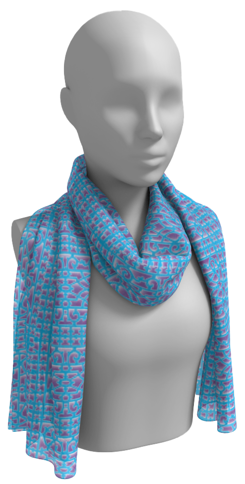 Derick Silk Scarf, Purple/Teal