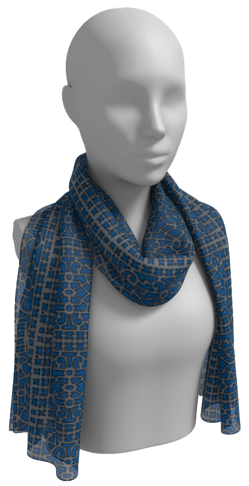 Derick Silk Scarf, Slate/Grey