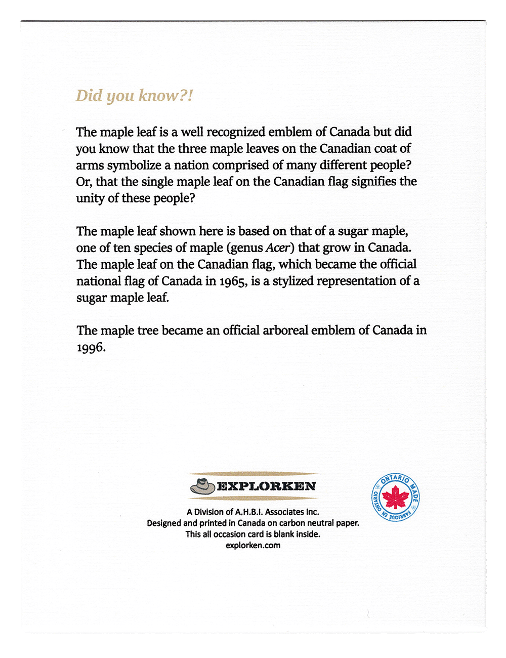Maple Leaf Greeting Card
