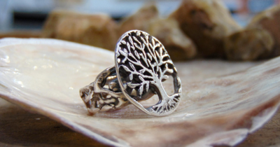 Pure silver handmade ring Tree of life
